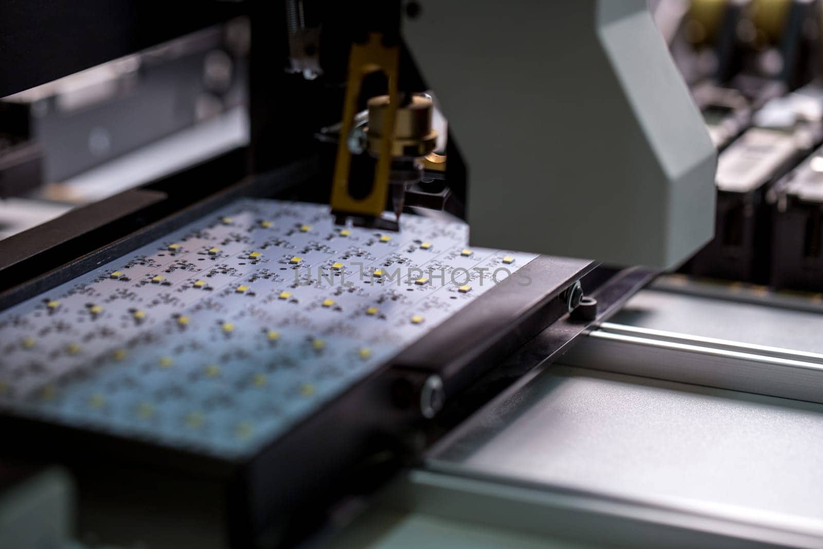 Light emitting diodes in manufacturing process, close-up