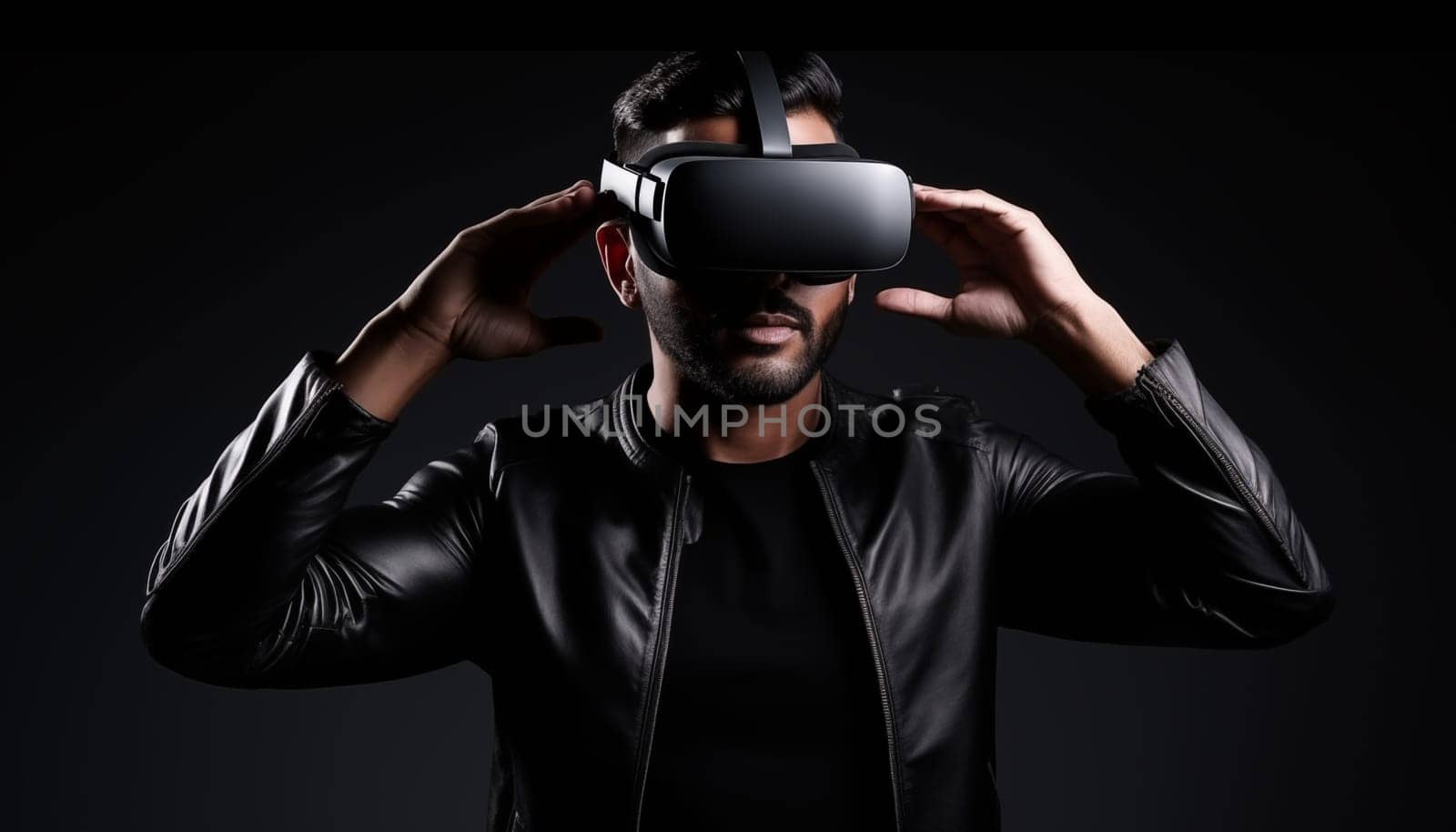 Man in VR glasses. High quality photo