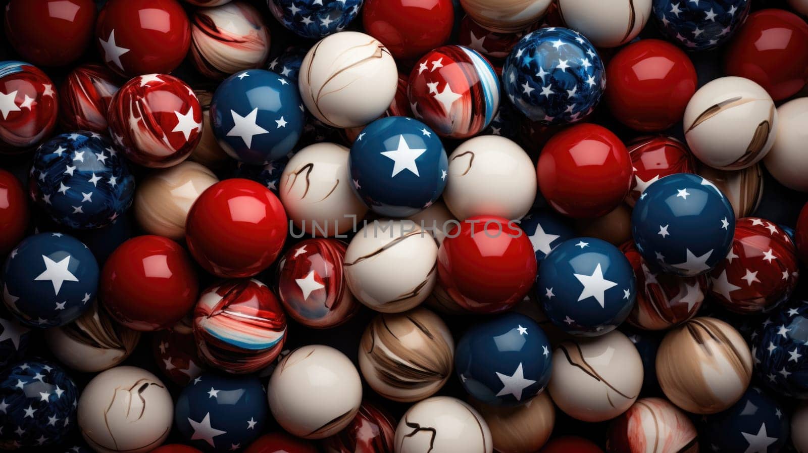 Festive Pile of Red, White and Blue Balls by but_photo