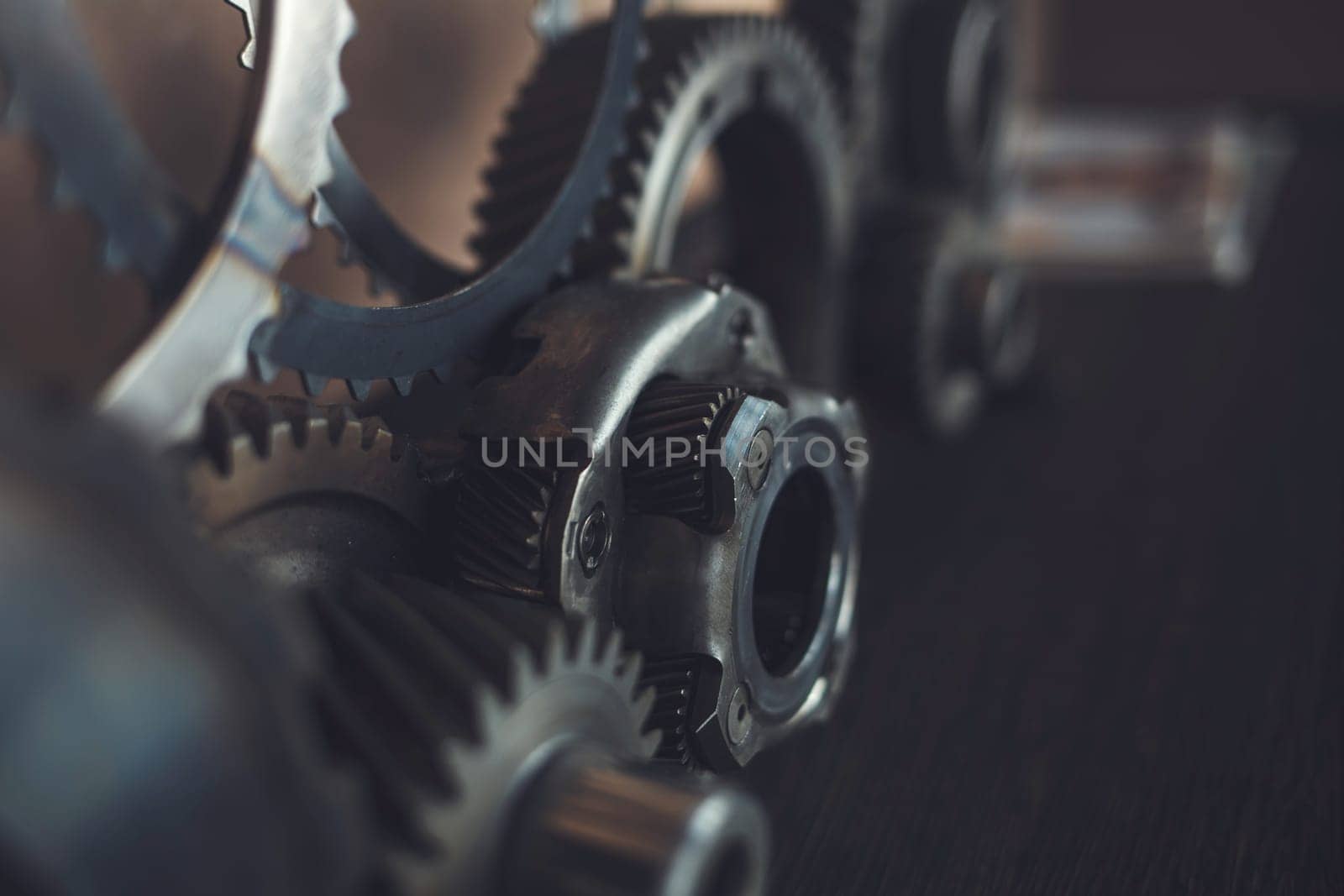 engine gears wheels, closeup view