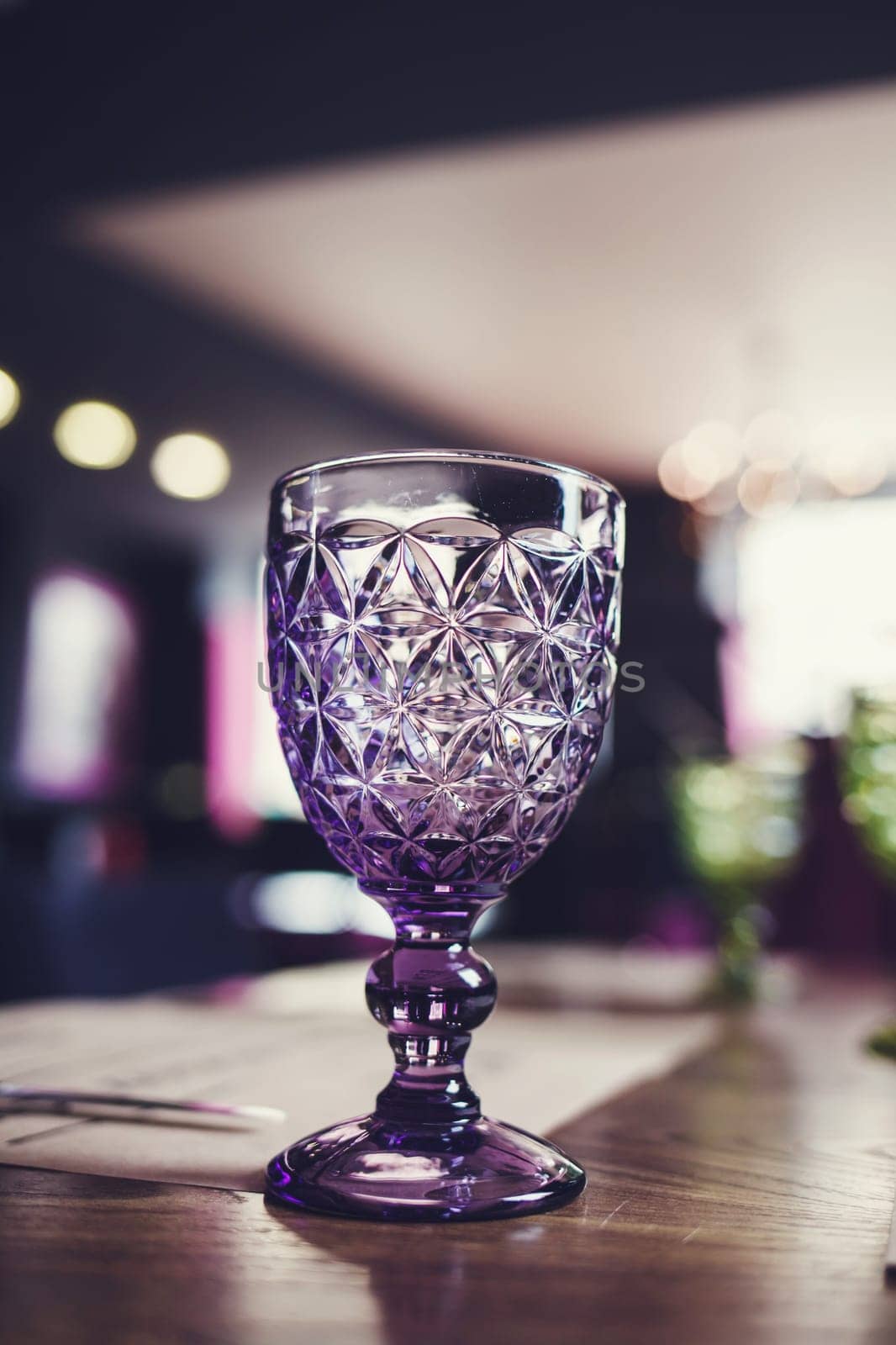 vintage old glass stands on the table in the bar
