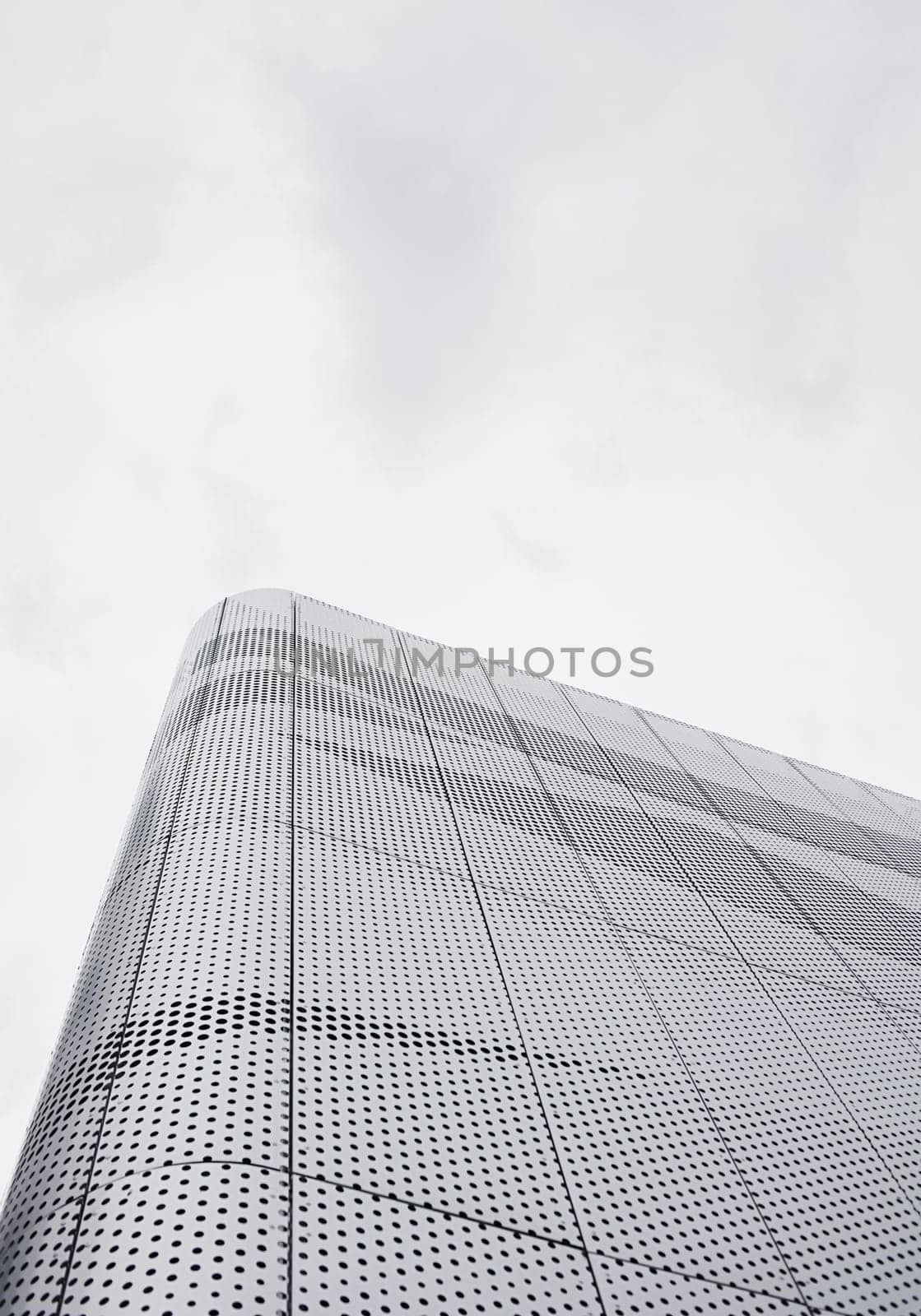 Metal geometric shape of a modern building