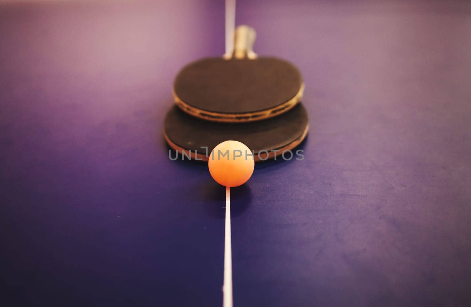 Tennis rackets for pingpong table tennis on blue background