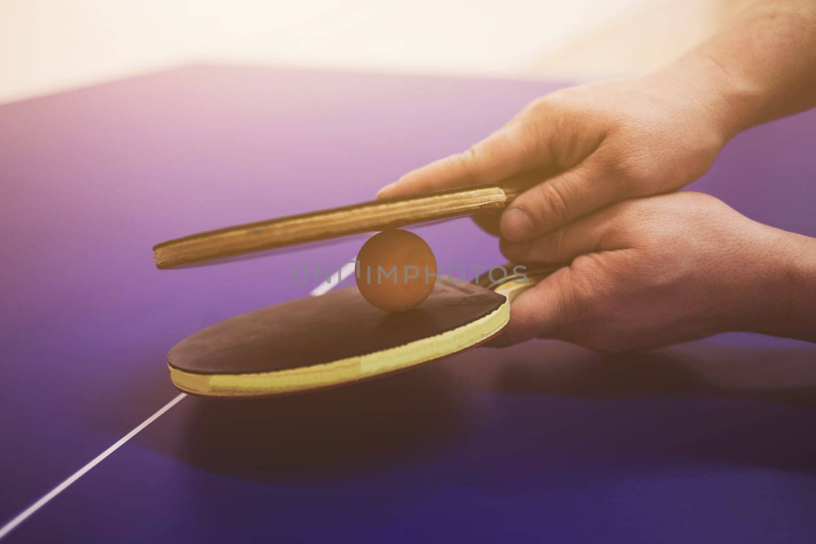 close- up of tennis rackets for ping pong in the hands