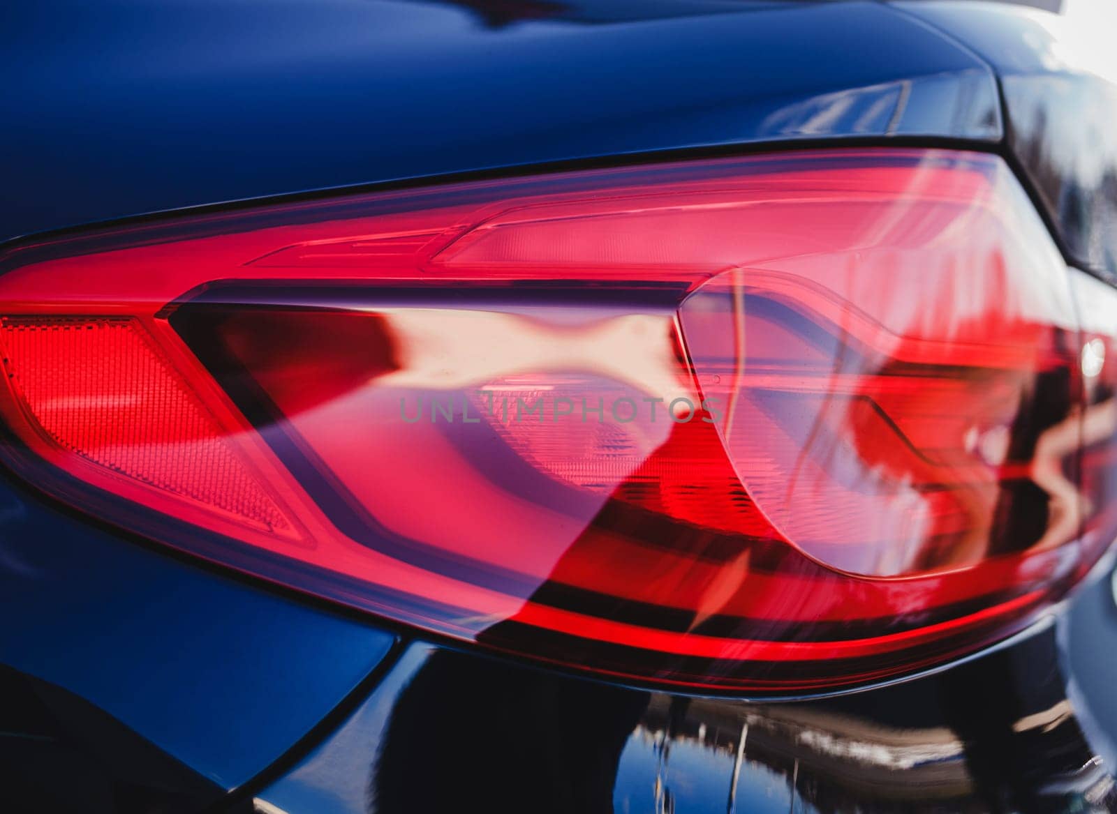 detail on the rear light of a luxury car.