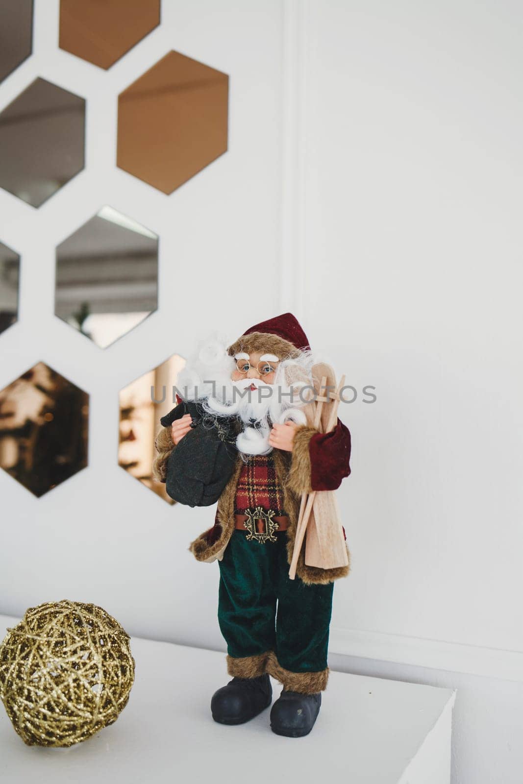 vintage Santa Claus Christmas toy on the dresser