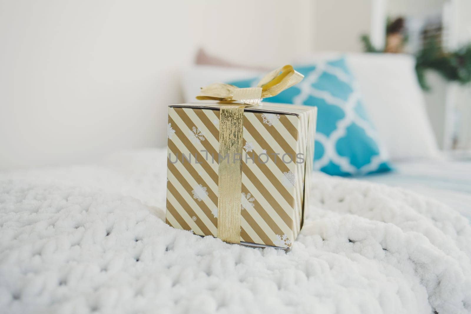 gift box for christmas or birthday on the bed