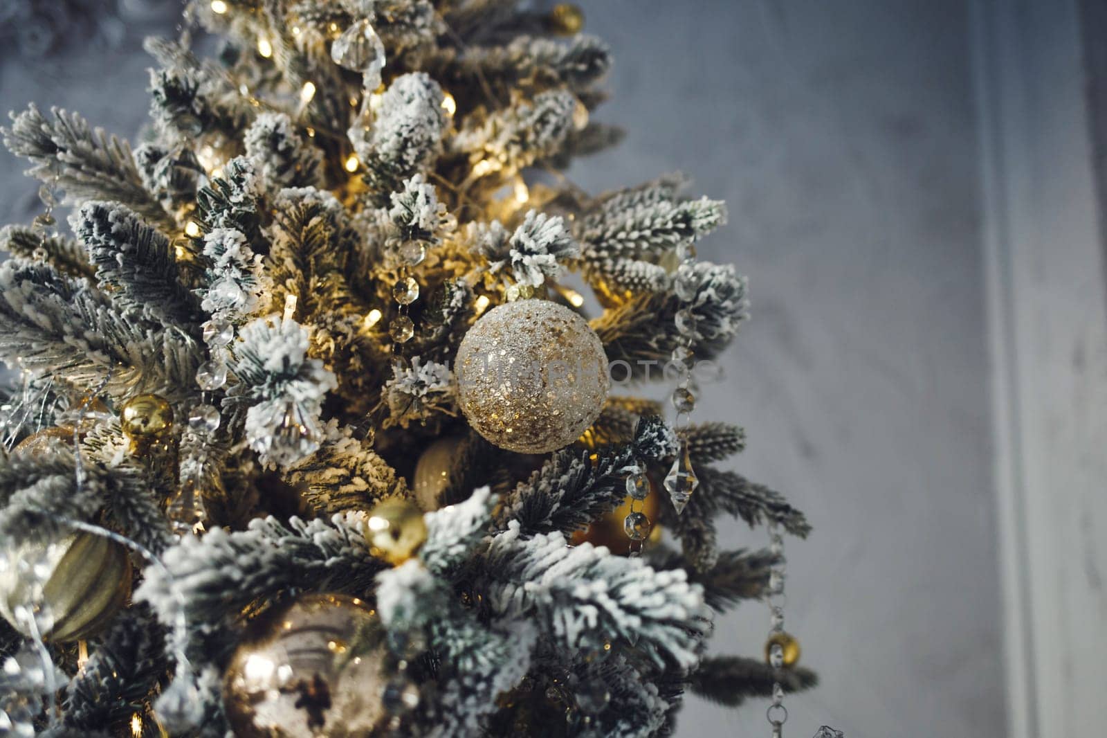 Beautiful decorated christmas tree. happy new year 2021