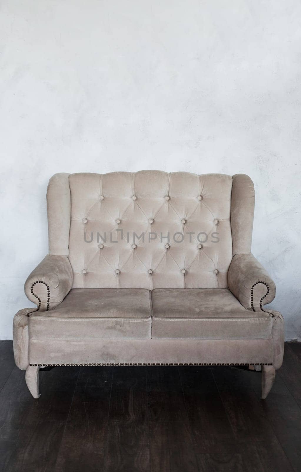 Old classic armchair in the interior. minimalism