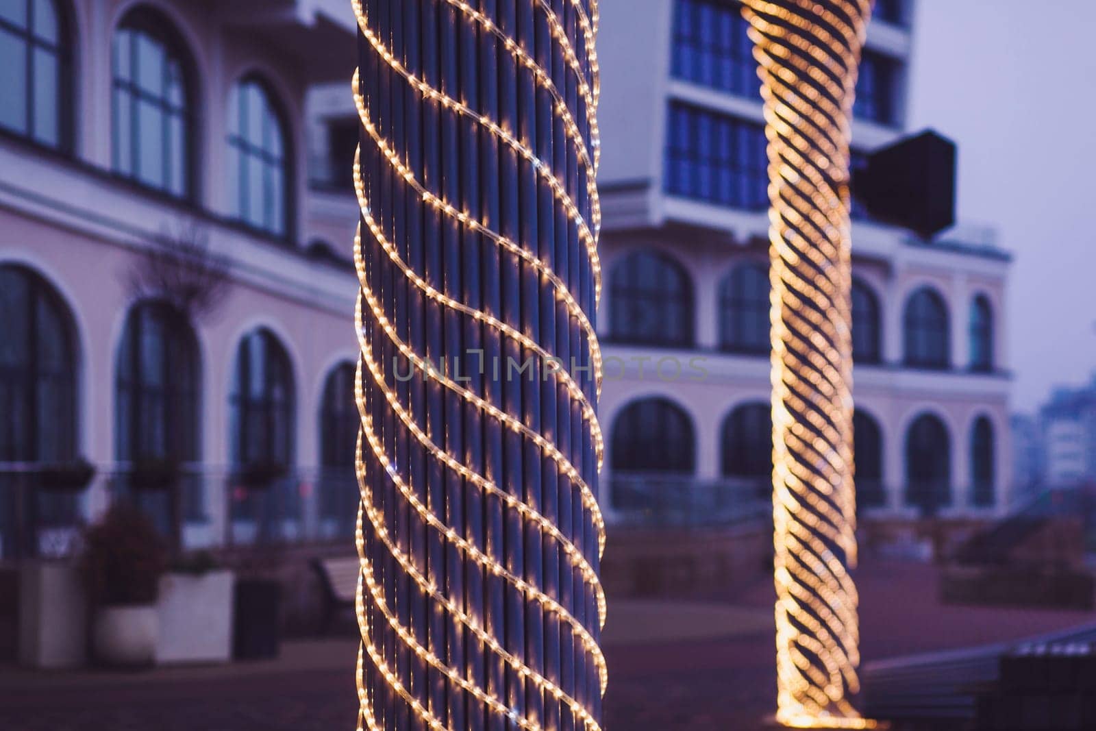 Christmas garland on the streets of the city. new year