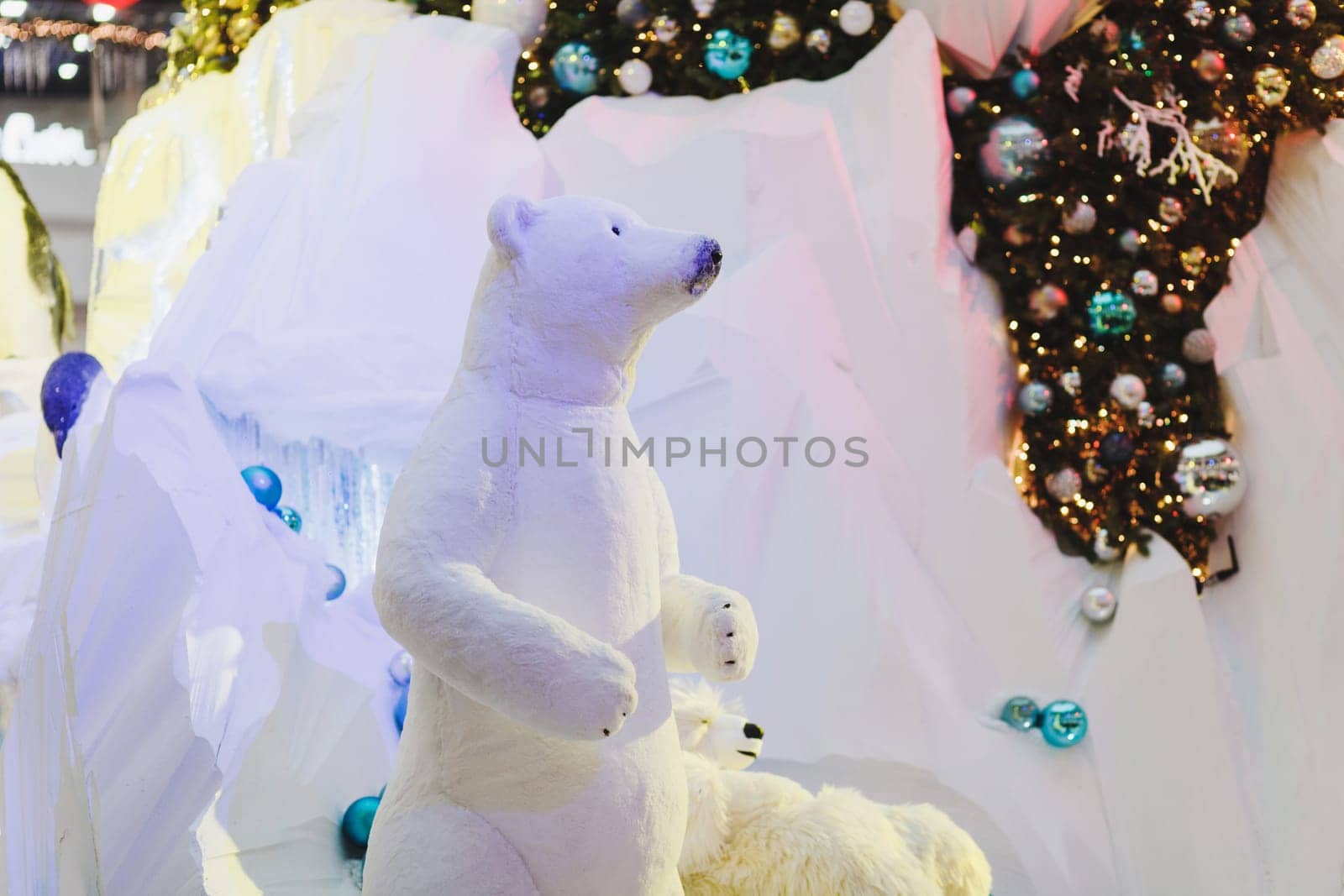 big toy polar bear. Christmas decoration
