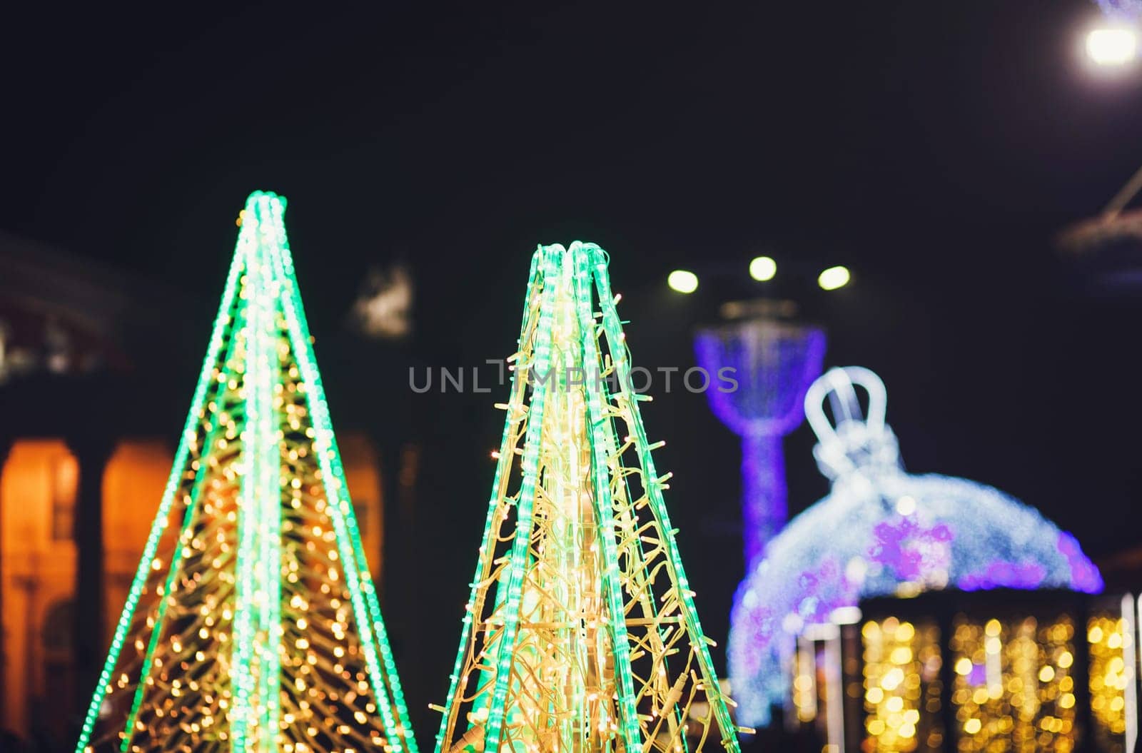 Street illumination in Europe's Christmas city at night