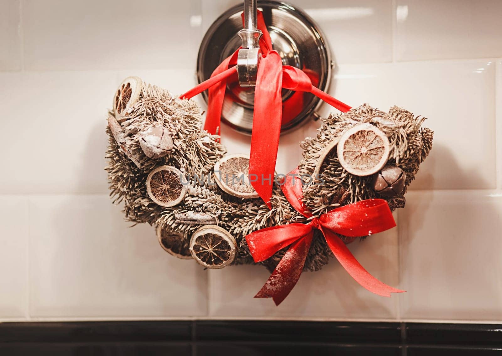 decorative design of the apartment interior with a Christmas tree