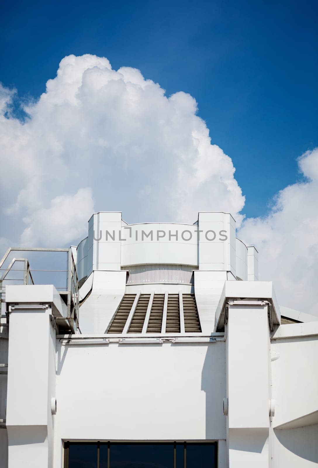 an element of Soviet brutal architecture. old white building