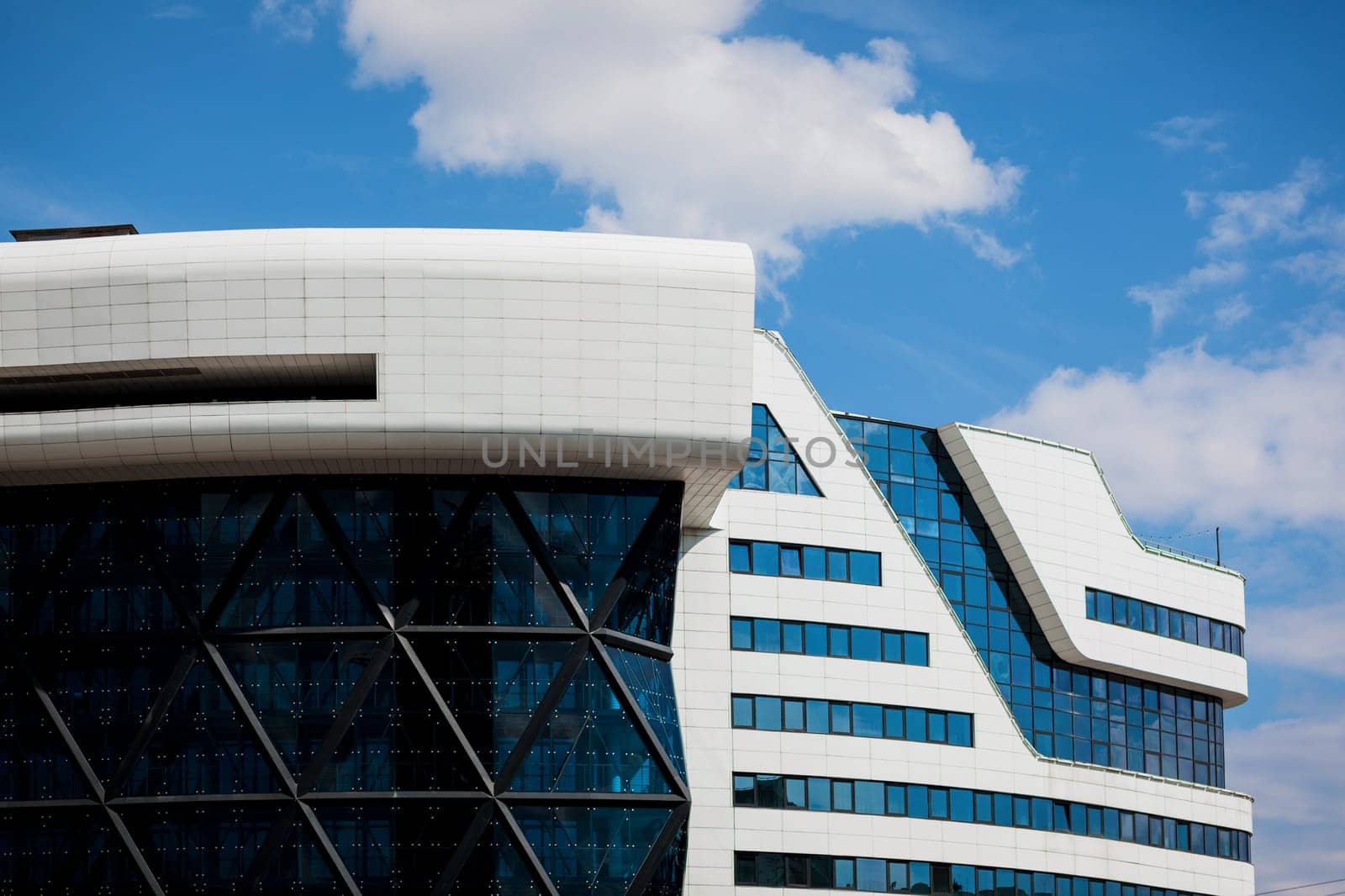 Modern luxury apartment building over blue sky