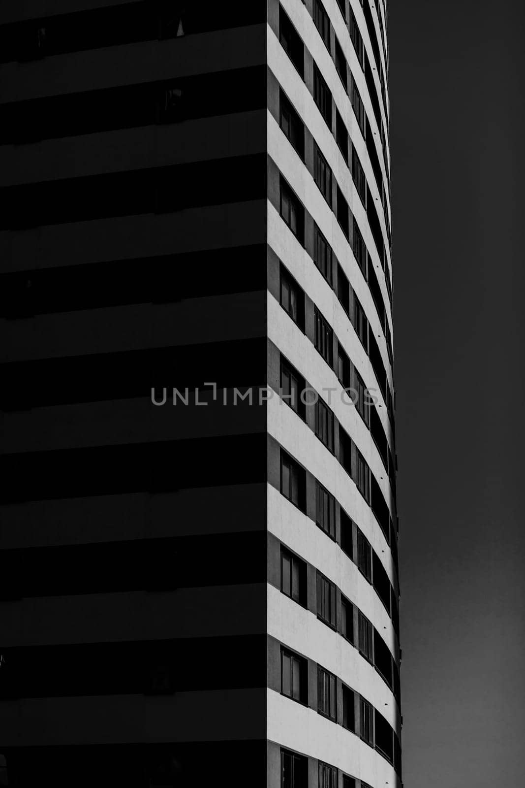 Urban Geometry. Office building, image on black an white