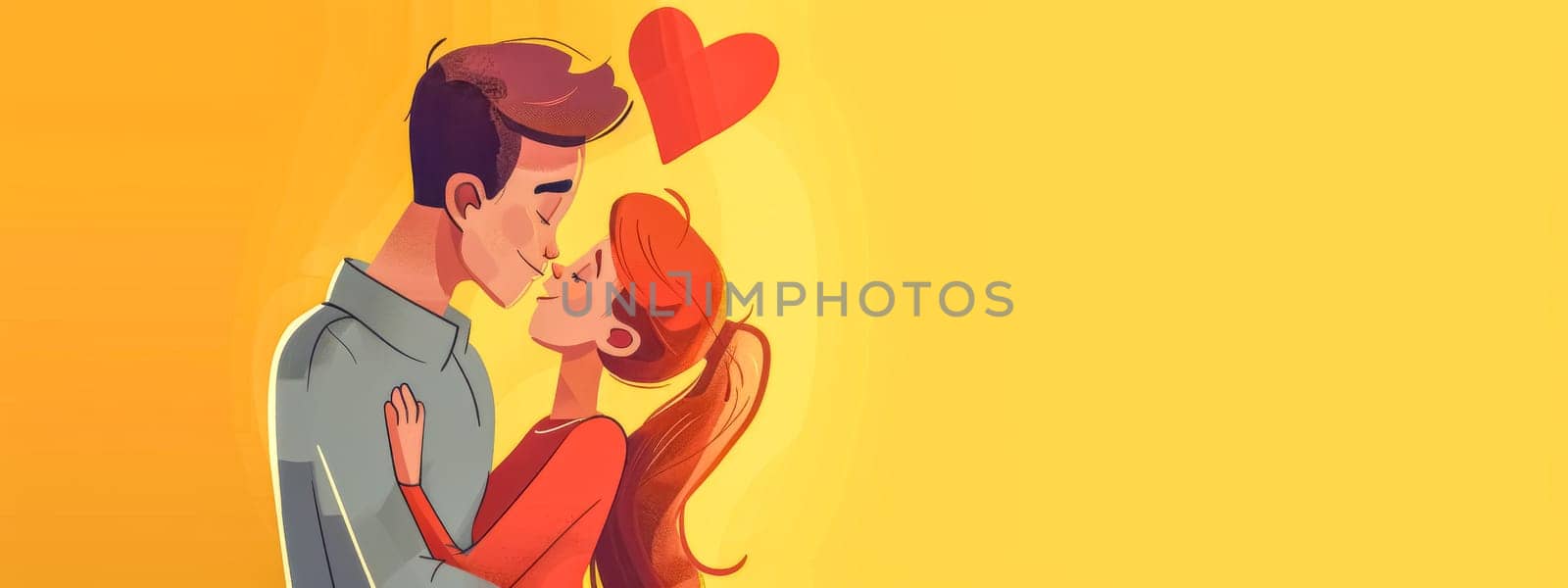 Illustration of a loving couple embracing, showcasing affection and love