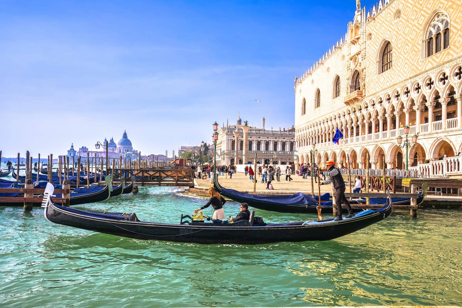 Duke palace waterfront in Venice gondolas on Valentines day view by xbrchx