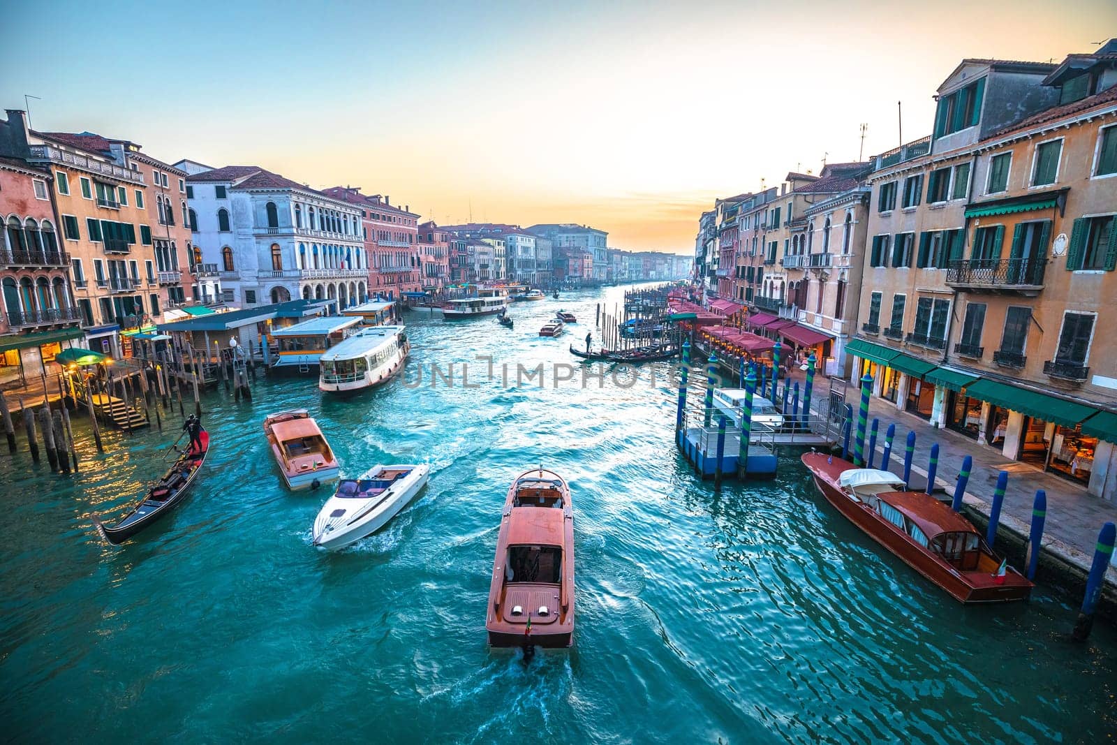 Scenic Canal Grande in Venice sunset view from Rialto bridge by xbrchx