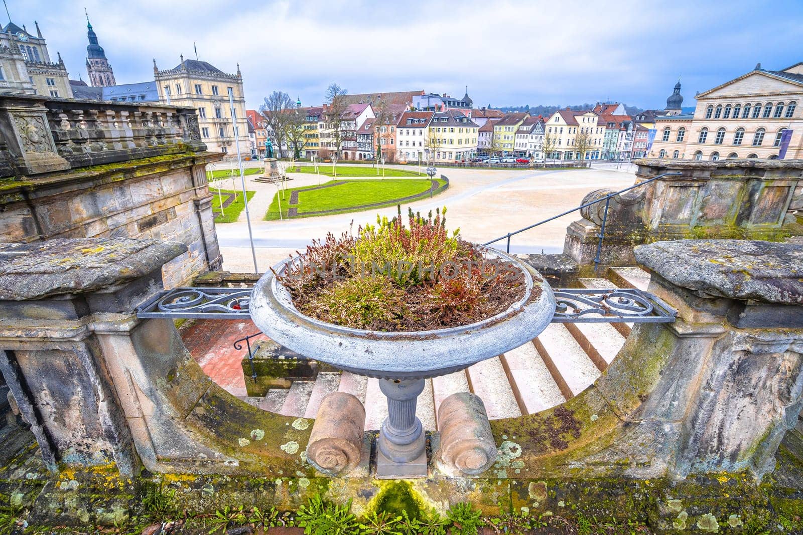 Historic Schlossplatz sqaure in Coburg architecture view, Upper Franconia region of Bavaria, Germany.