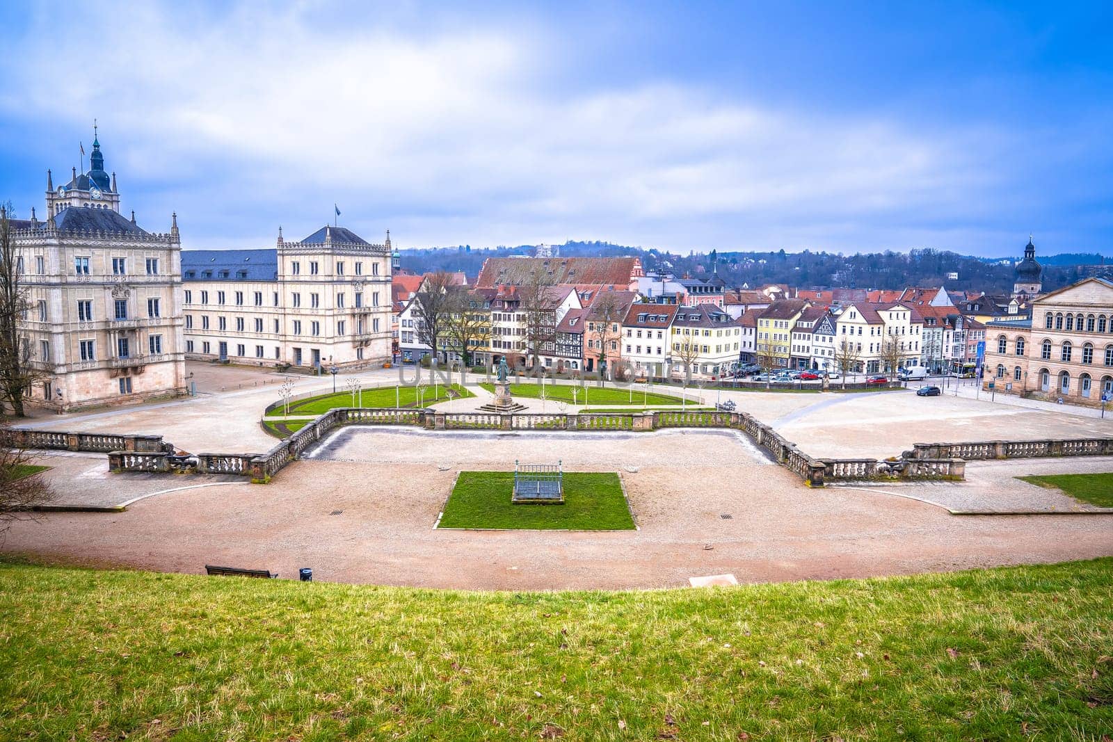 Historic Schlossplatz sqaure in Coburg architecture view, Upper Franconia region of Bavaria, Germany.