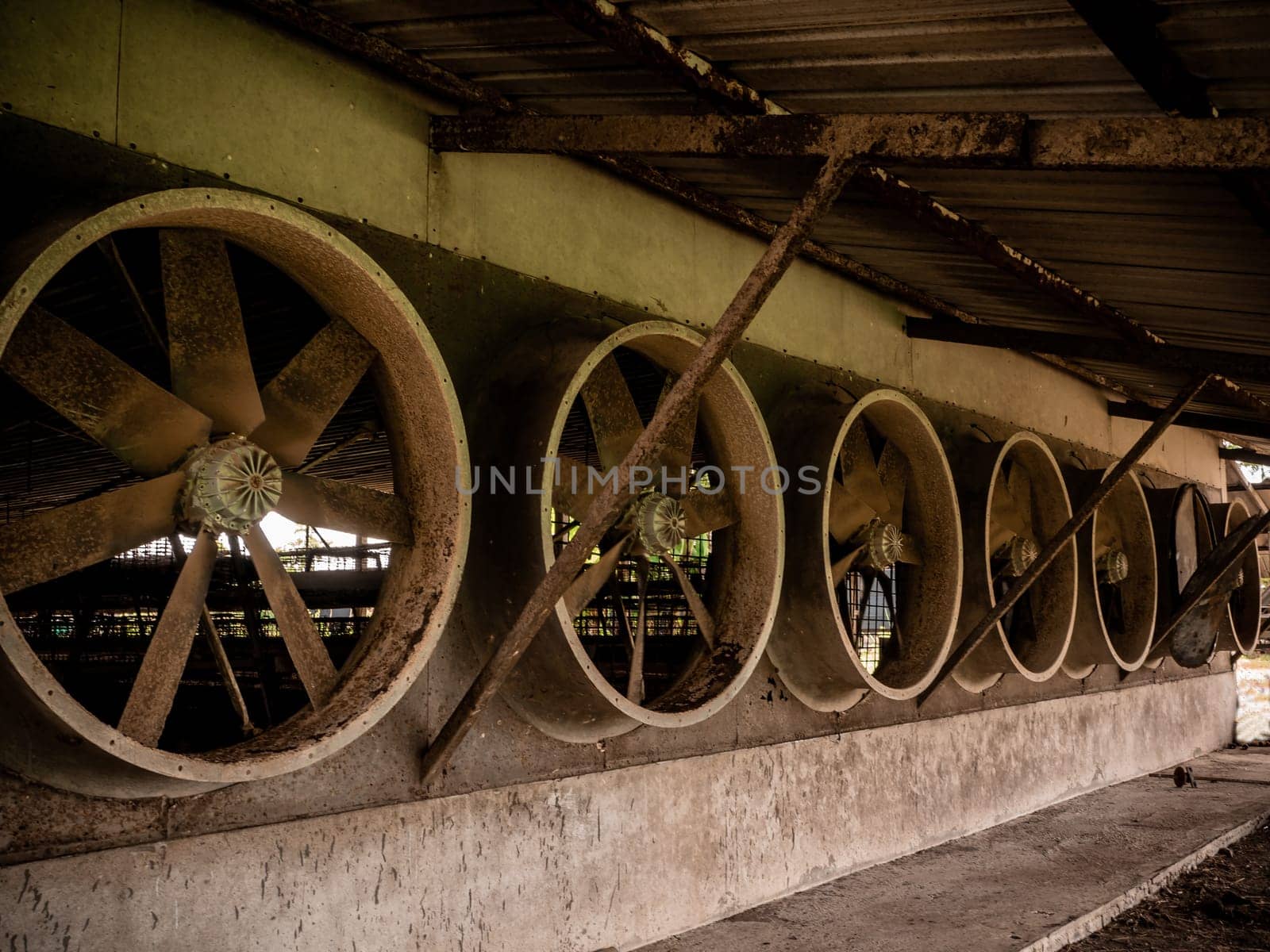 A row of exhaust fans from the livestock house by Satakorn