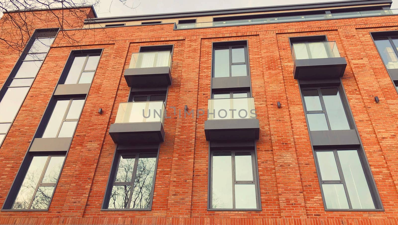 Architecture and real estate, modern residential apartment building with large panoramic windows by Rohappy