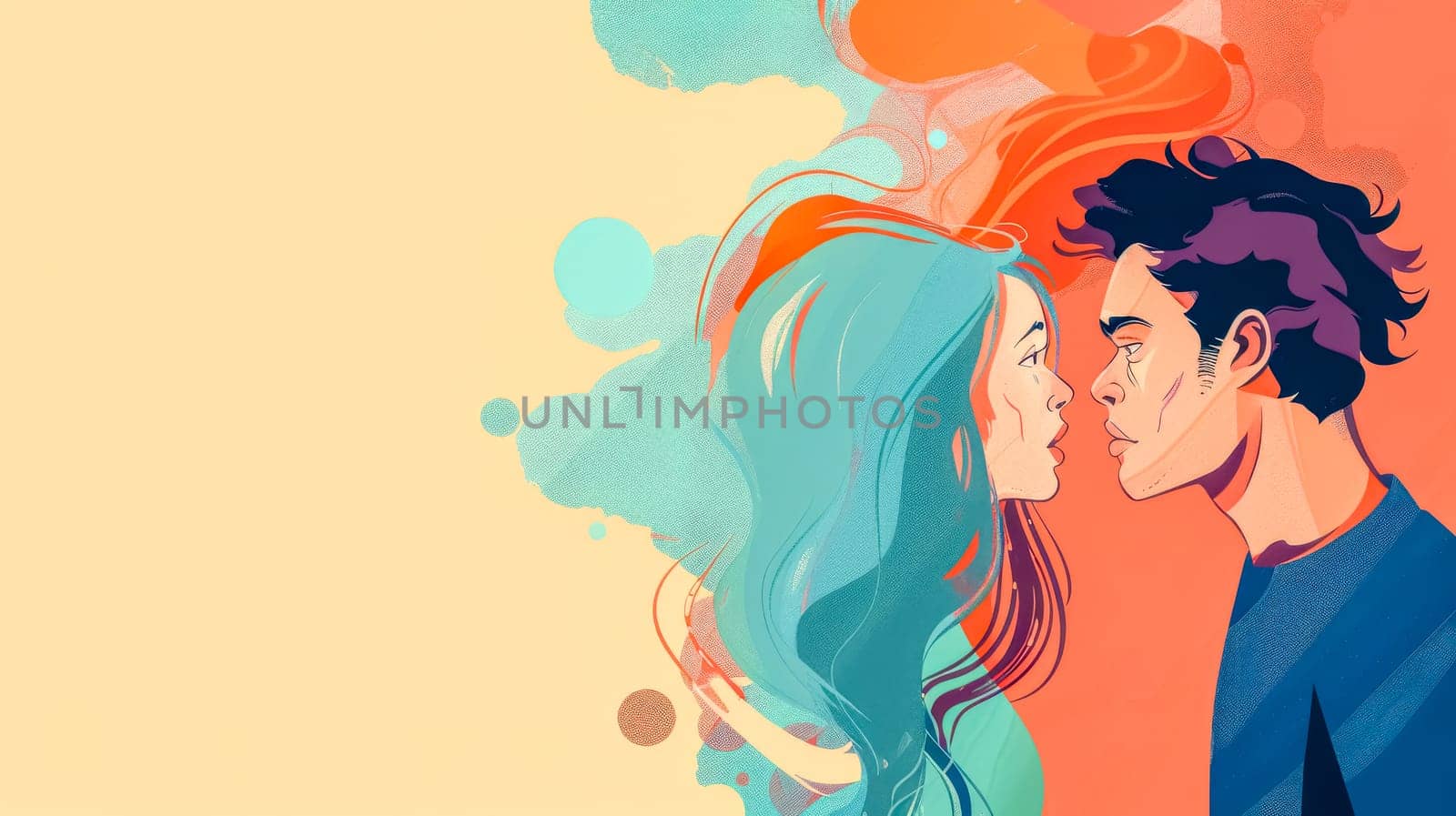 Surreal portrait of love and connection, copy space by Edophoto