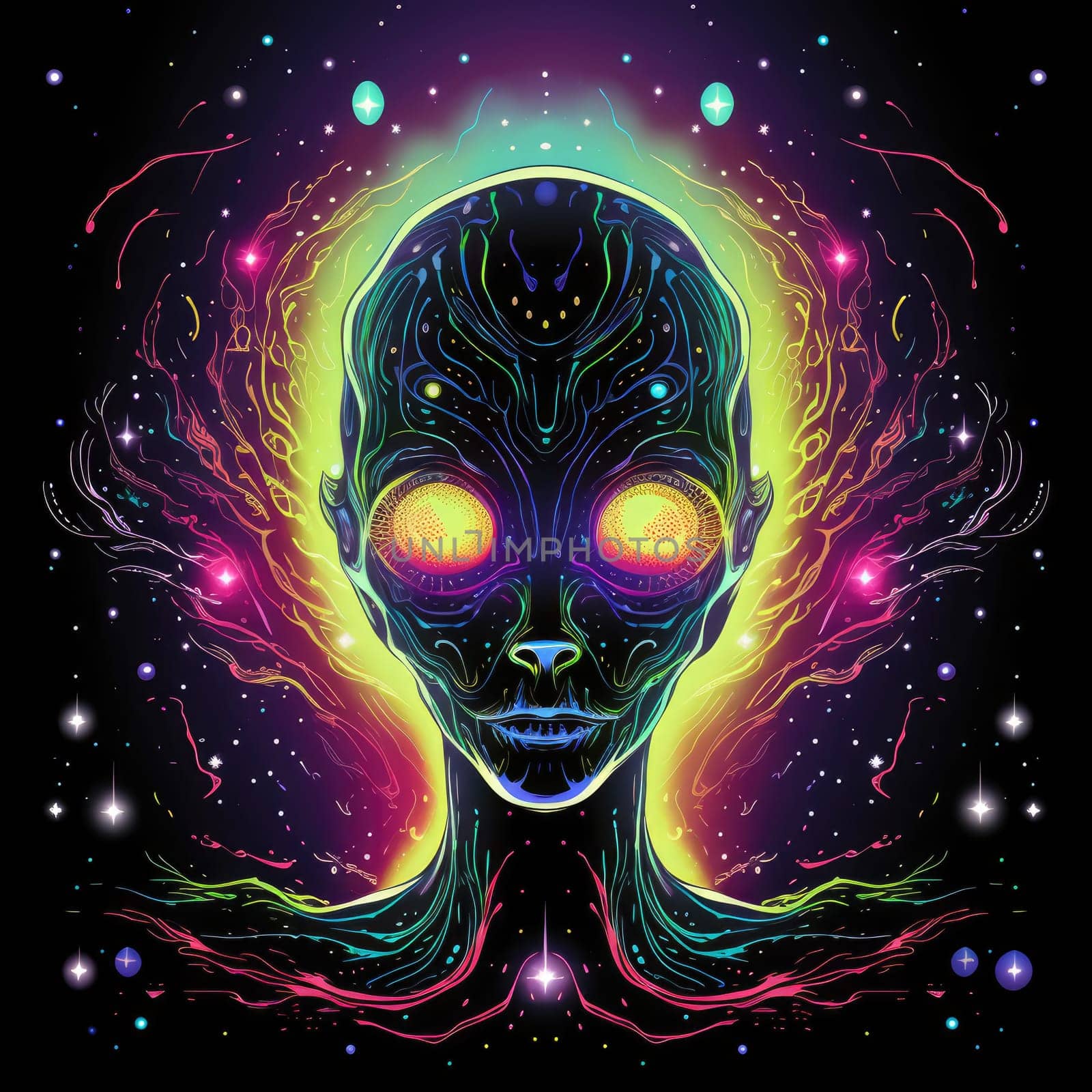 Abstract psychedelic alien in pop art style. by palinchak