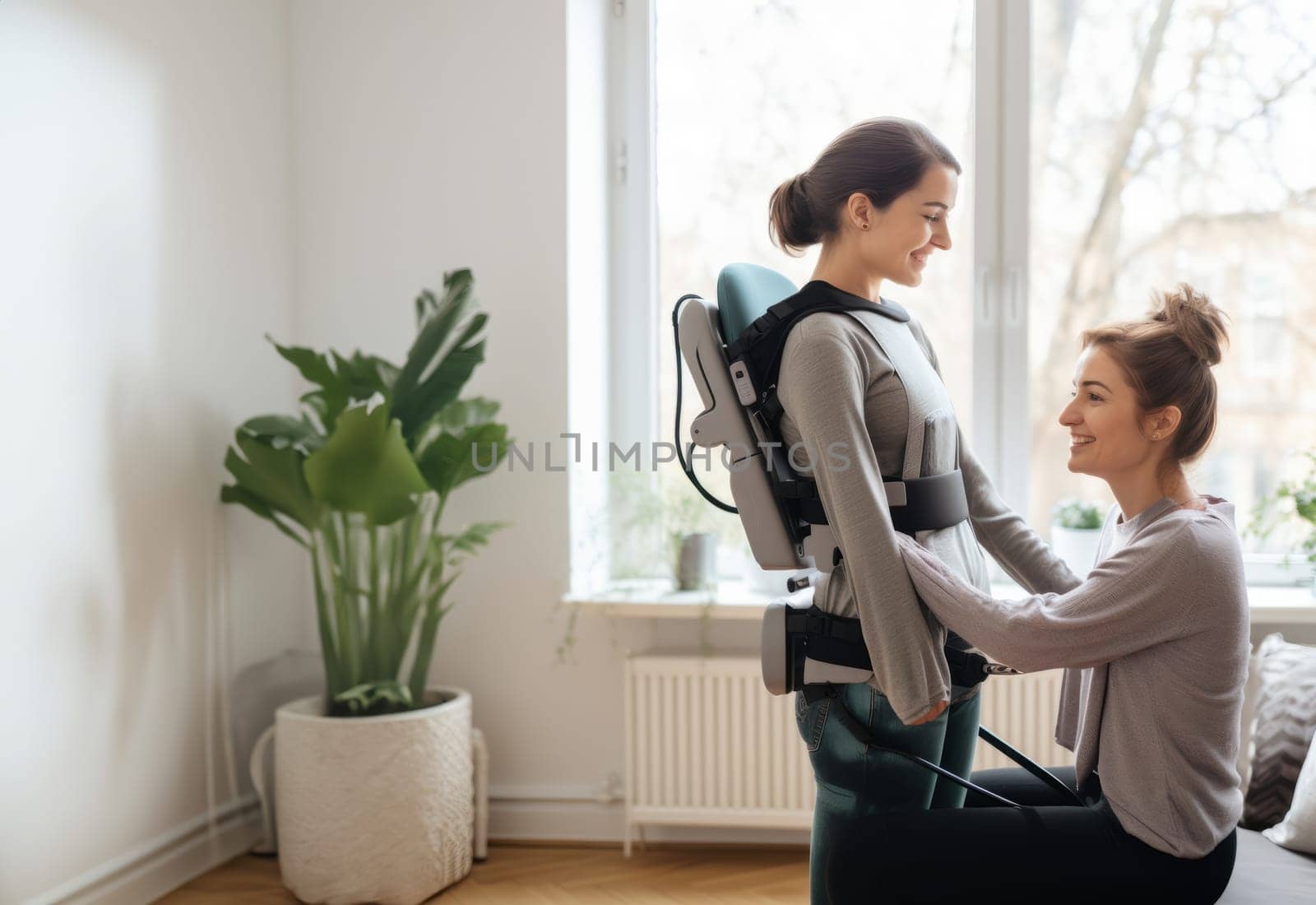 In a heartfelt scene, a doctor provides compassionate care during a home visit to a patient in a wheelchair, who is recovering from a broken neck, offering comfort and support in their journey towards healing