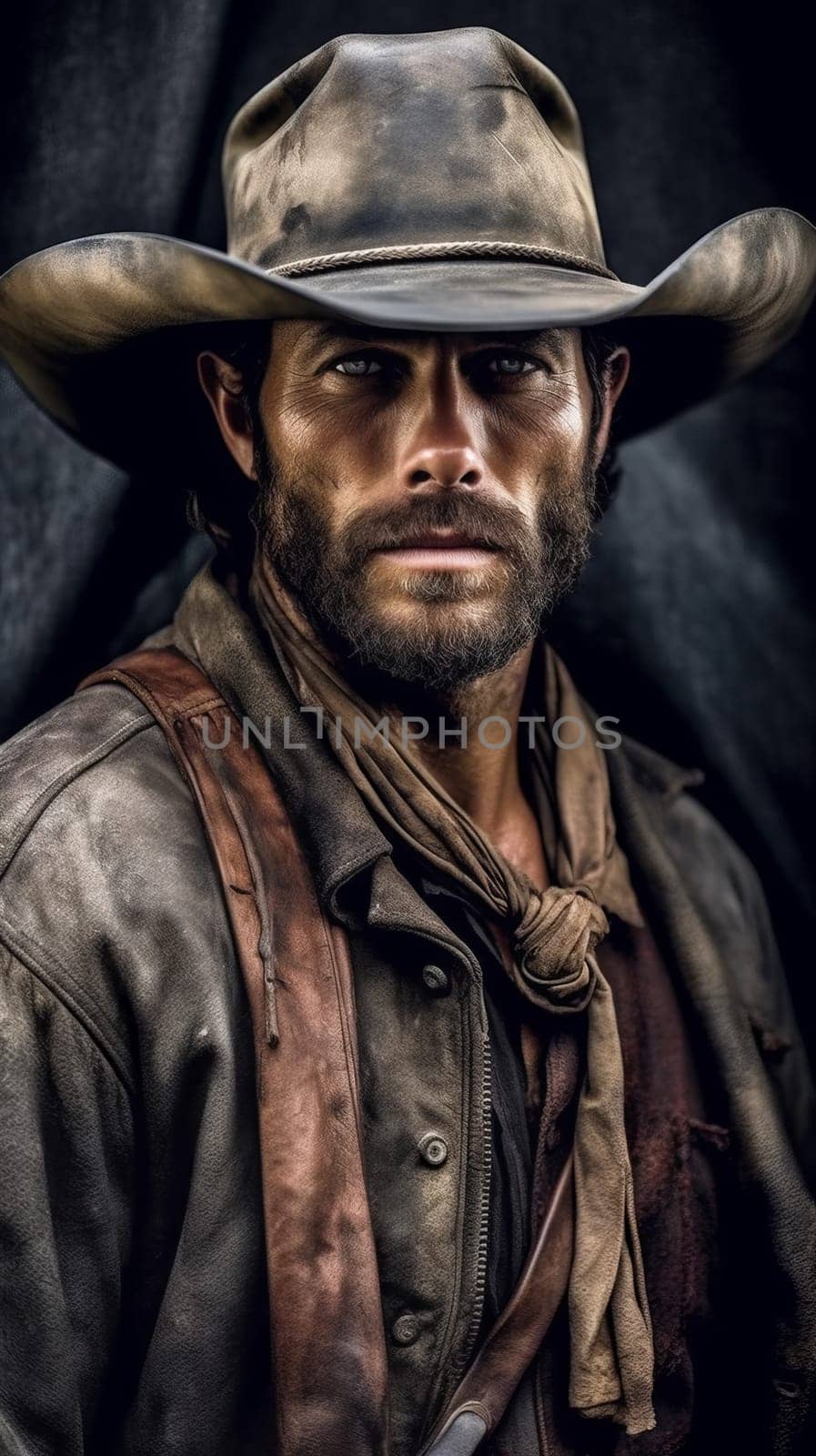 Cowboy banner portrait. Generate ai by ylivdesign