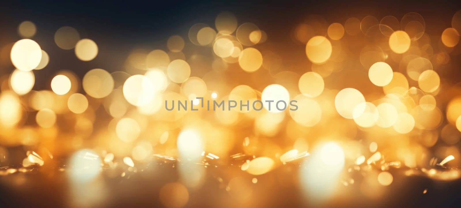 Warm golden bokeh lights create a festive, abstract background.