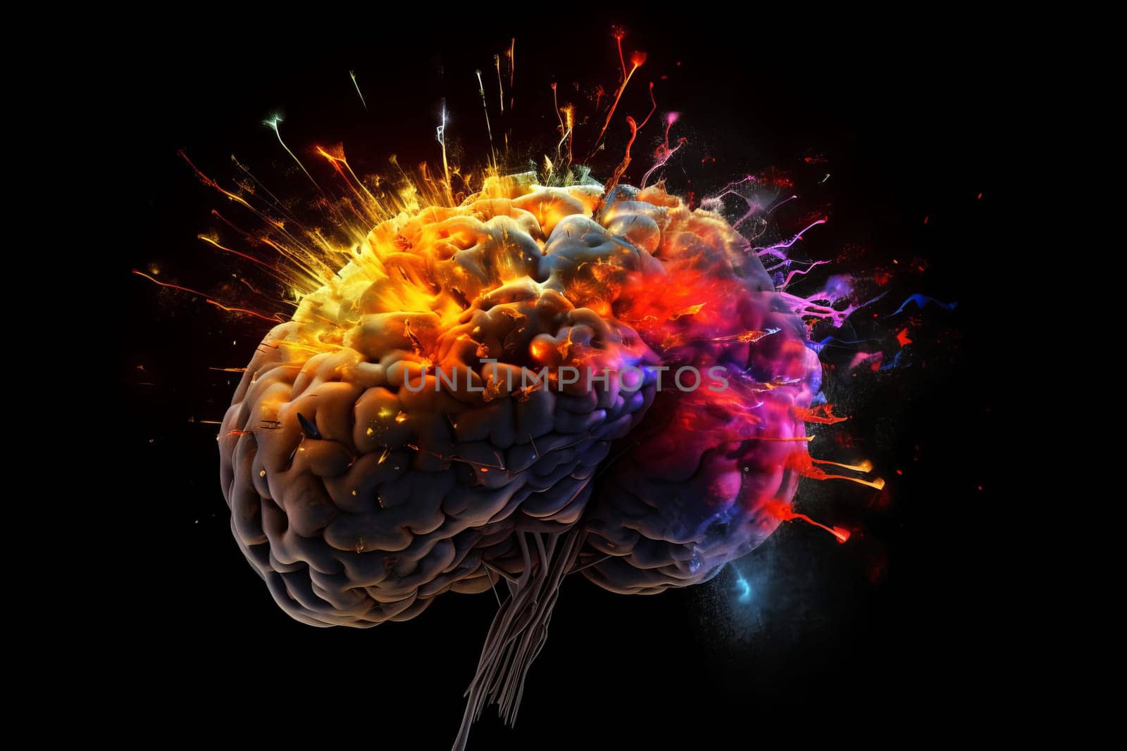 Brain creativity explosion splash. Health splash. Generate Ai