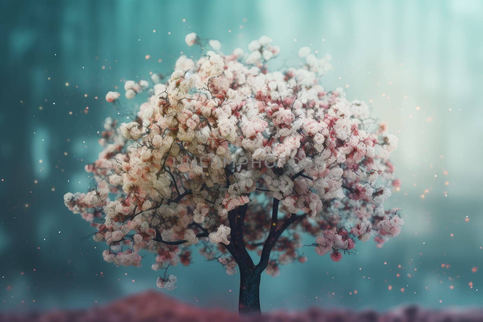 Cherry blossom tree flower. Old tokyo tree. Generate Ai