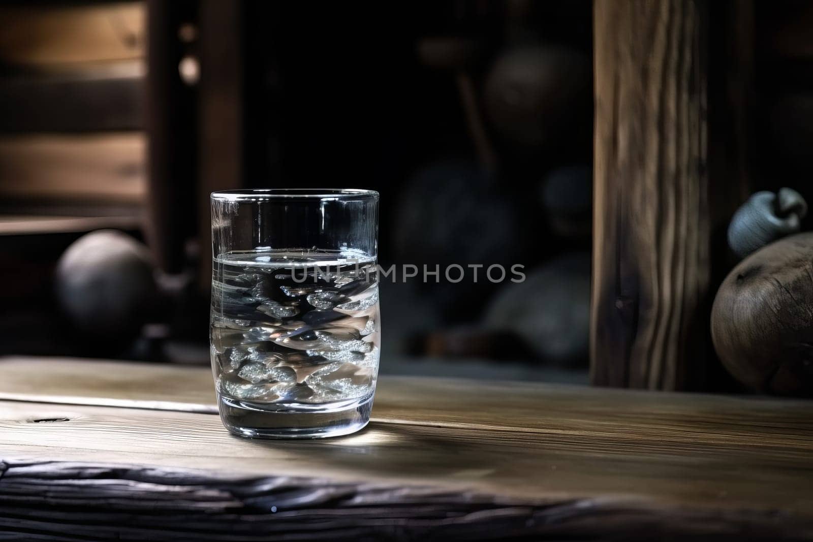 Clean water glass. Nature drink. Generate Ai