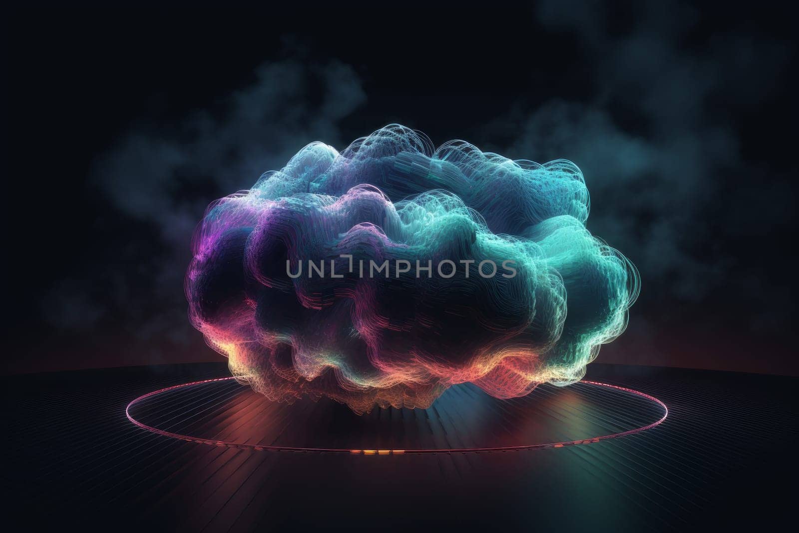 Abstract cloud neon colorful. Generate Ai by ylivdesign