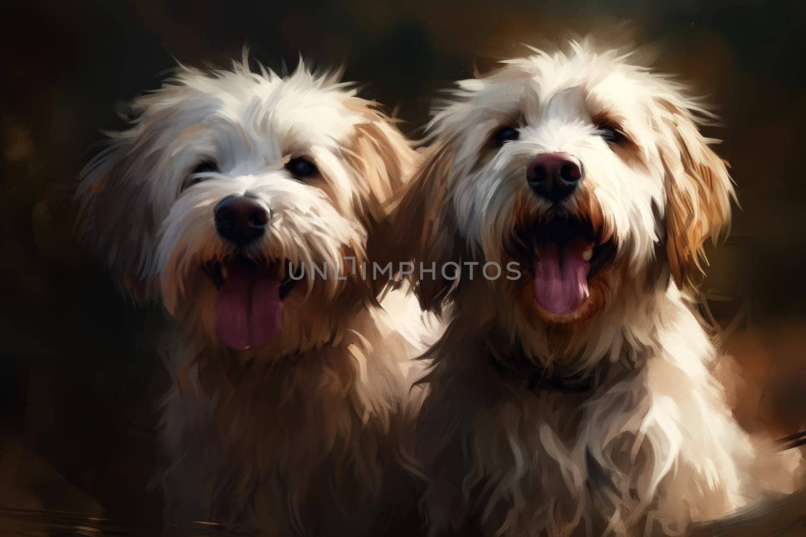 Dogs happy group smiling. Generate Ai by ylivdesign