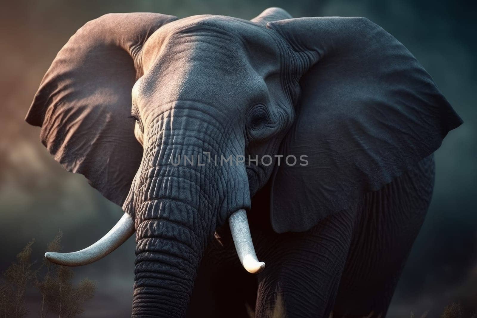 Elephant closeup. Africa travel park. Generate Ai