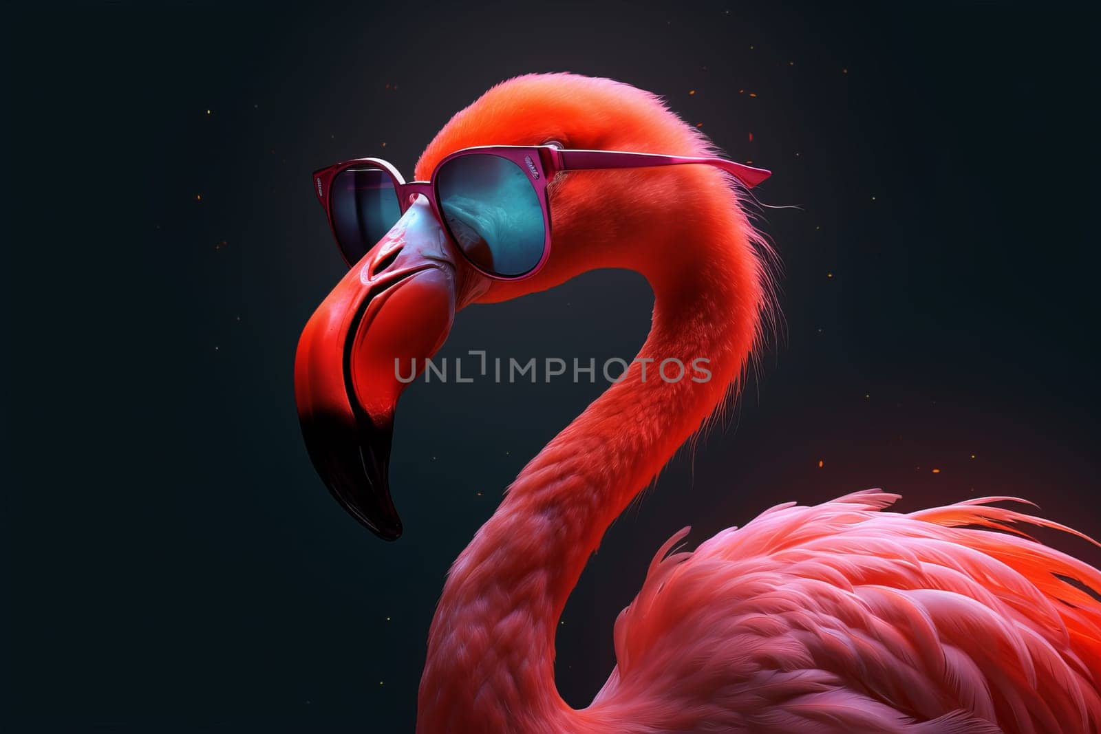 Flamingo pink sunglasses. Fashion art. Generate Ai