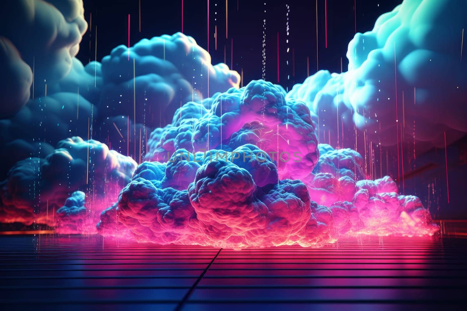 Abstract cloud neon. Generate Ai by ylivdesign
