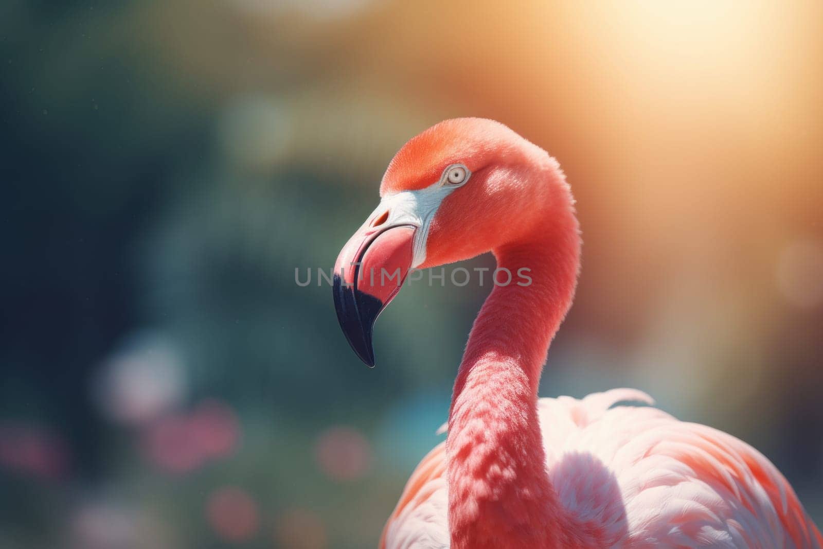 Pink flamingo. Nature wildlife bird. Generate Ai