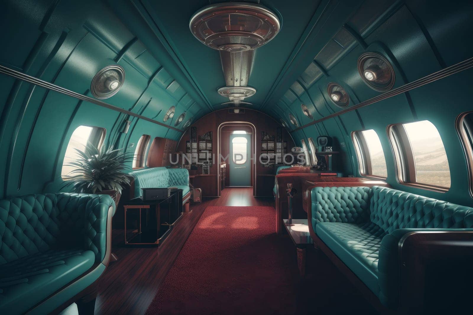 Old plane interior. Generate Ai by ylivdesign