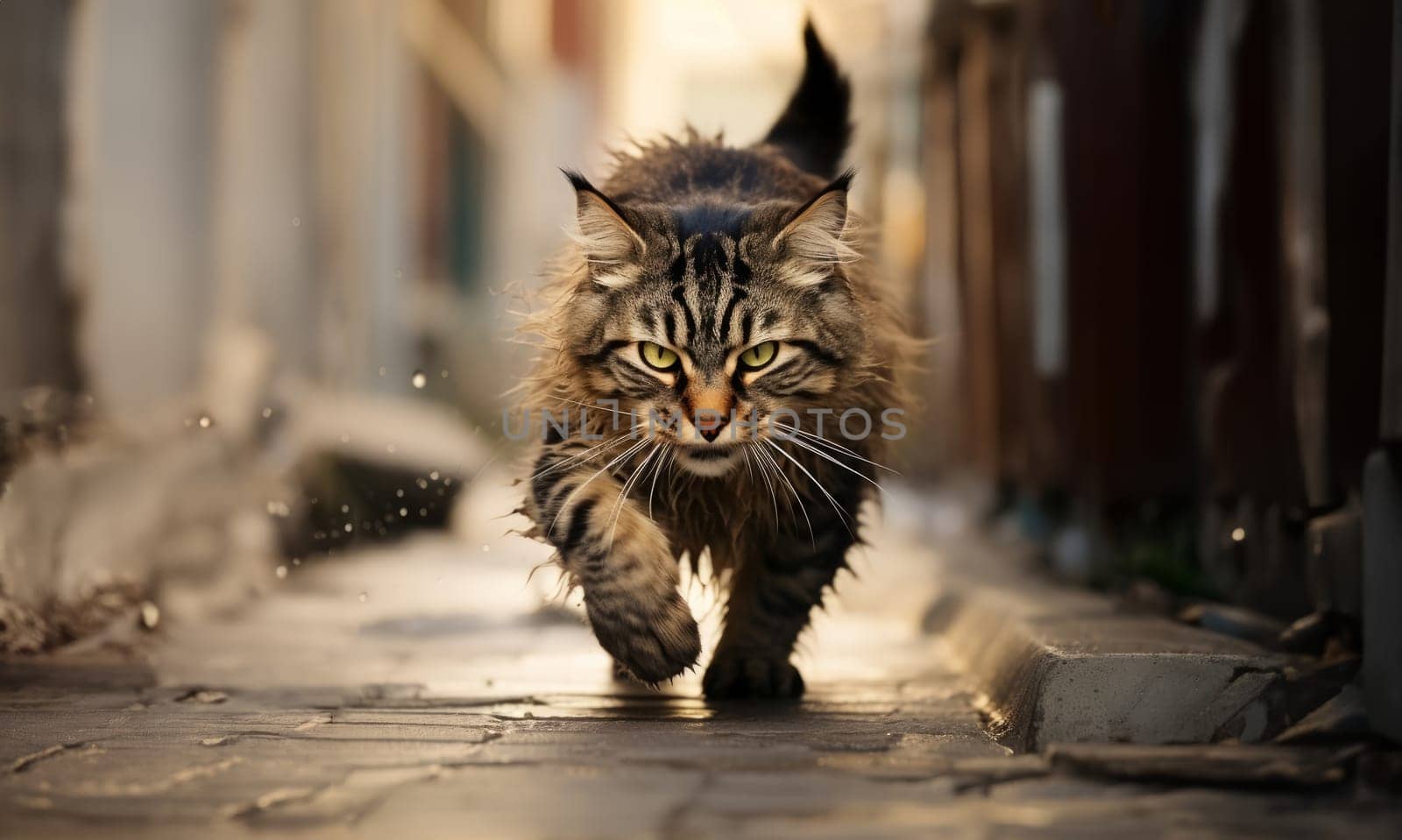 Close-Up of a Feline on the Urban Streets.Generated image by dotshock