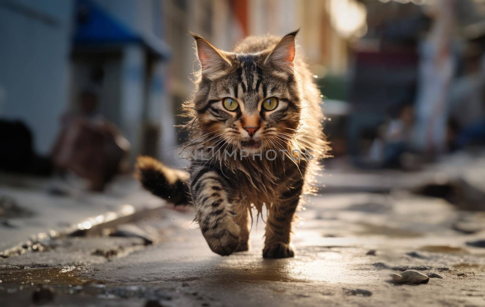 Close-Up of a Feline on the Urban Streets.Generated image by dotshock