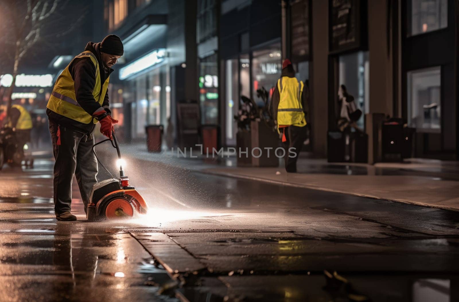 Urban Renewal: Street Cleaners Prepare the City for a Fresh Day by dotshock