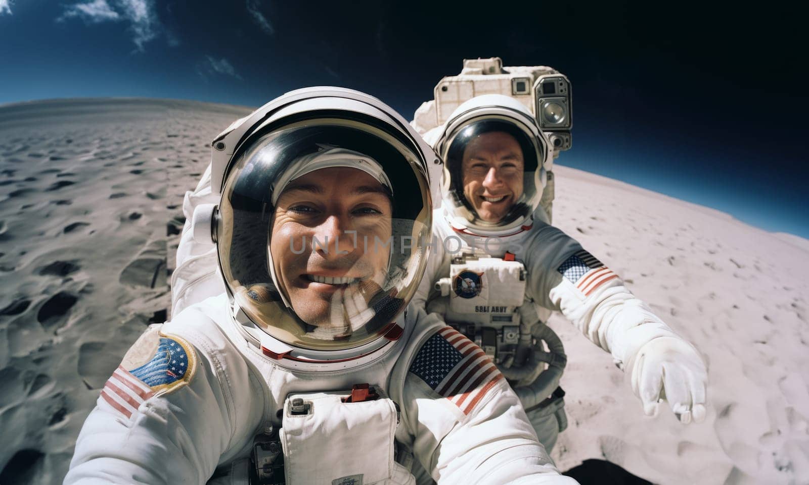 Astronauts Take a Selfie on the Moon.Generated image by dotshock