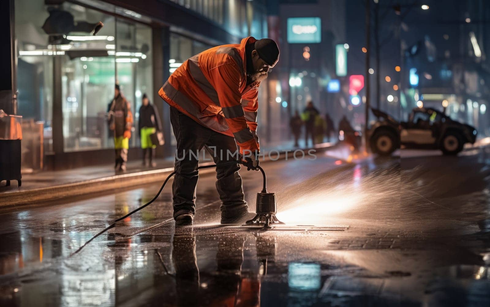 Urban Renewal: Street Cleaners Prepare the City for a Fresh Day by dotshock