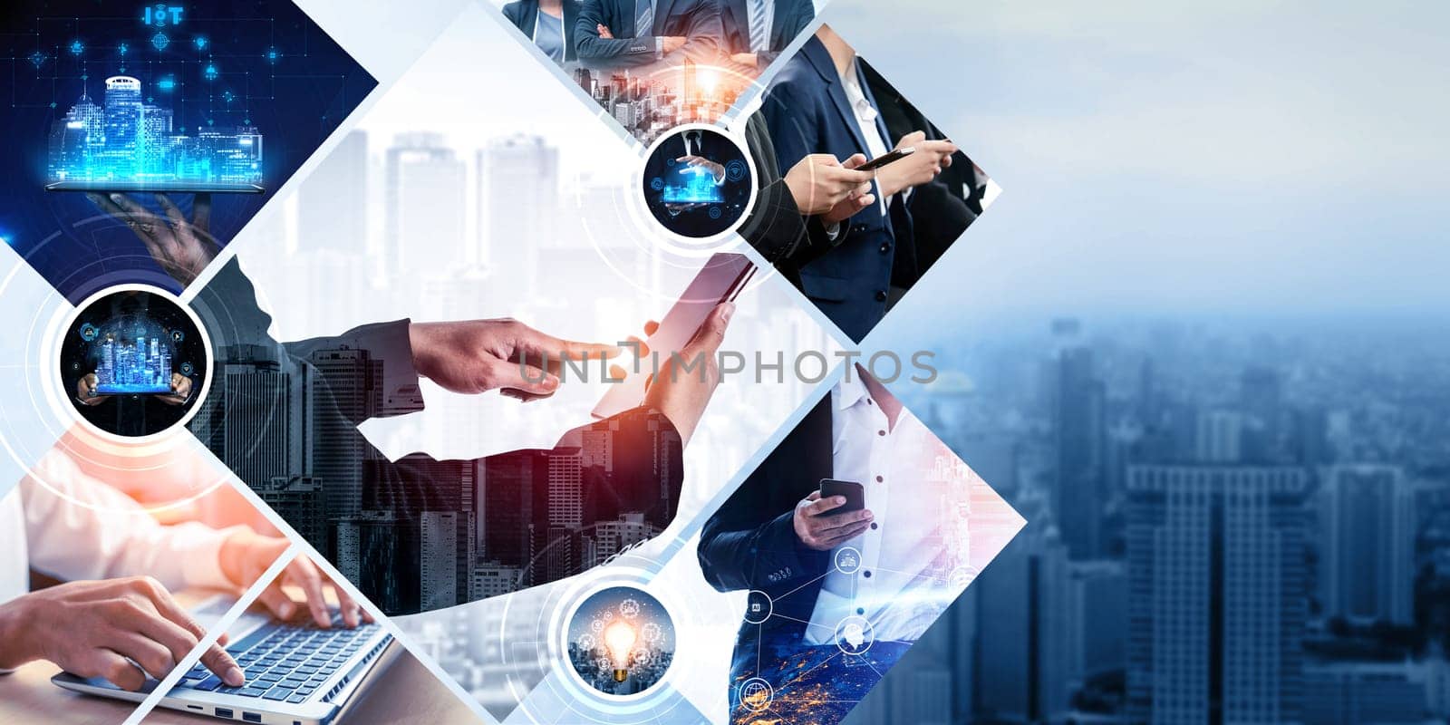 Communication technology , smart connection and people network technology kudos by biancoblue