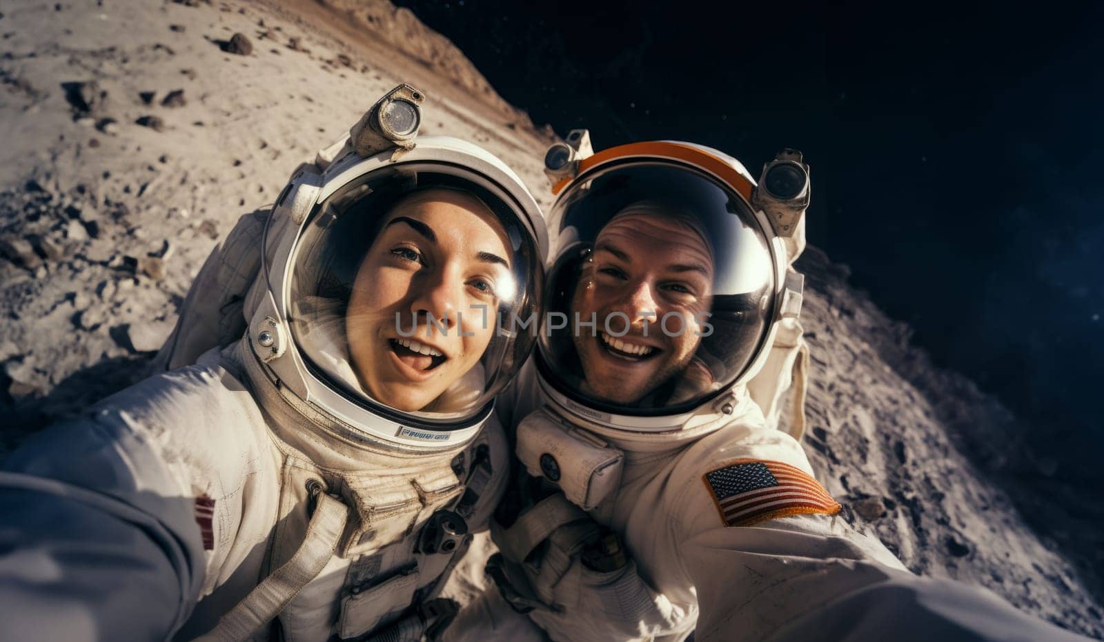 Astronauts Take a Selfie on the Moon.Generated image by dotshock