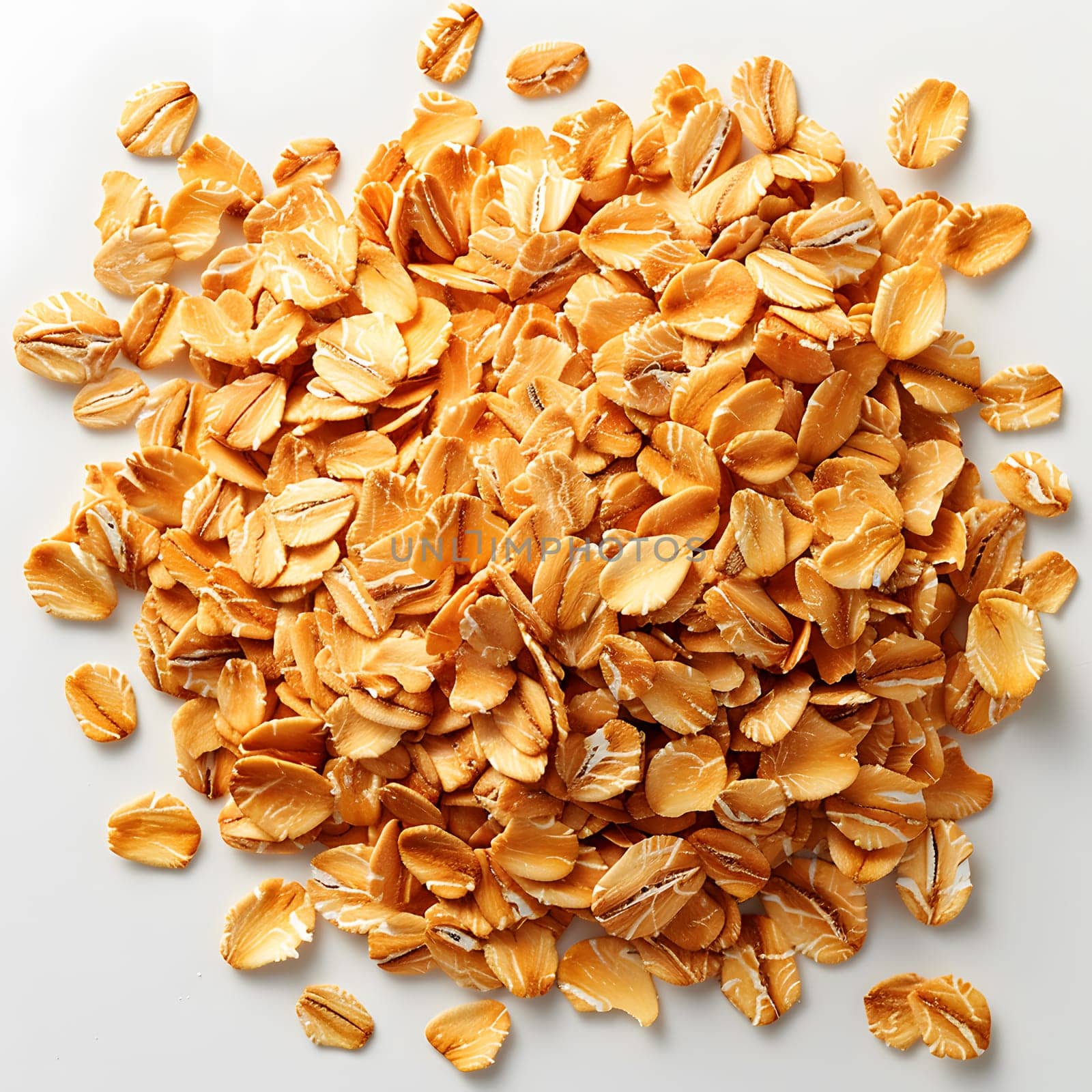 Rolled oats, a staple food ingredient, are a type of seed from the oat plant. They are commonly used in cuisine to produce breakfast cereal dishes. A pile of oats rests on a white surface